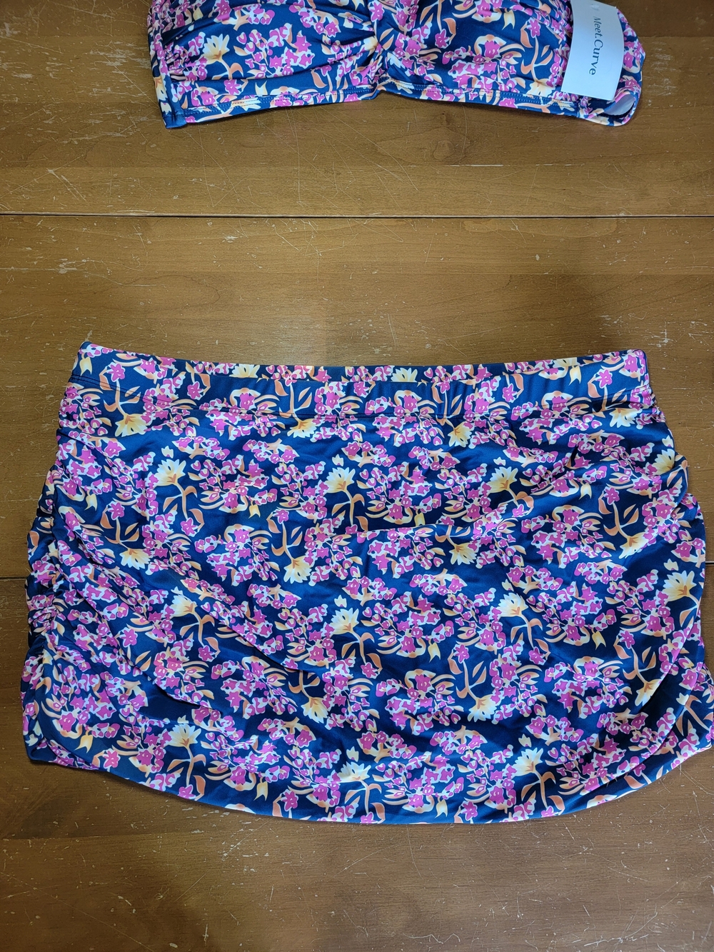 Two Piece Bikini Bandau Bra Top With Removable Straps High Waisted Skirtini 3X - Picture 3 of 15
